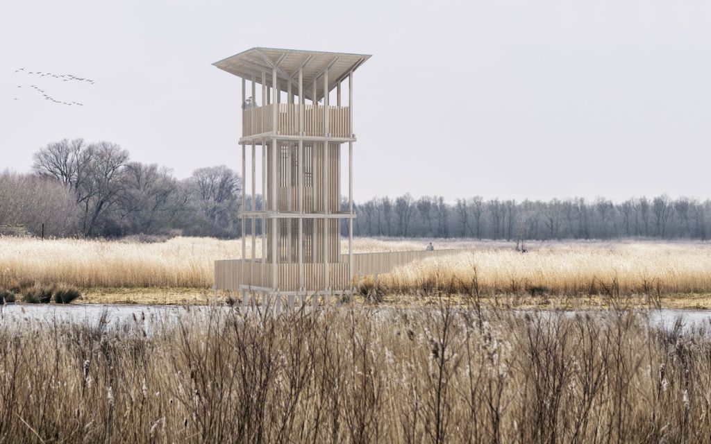 A New Wooden Bird Watching Tower On Top Of A Hill By The Lake Stock Photo,  Picture and Royalty Free Image. Image 148668941.